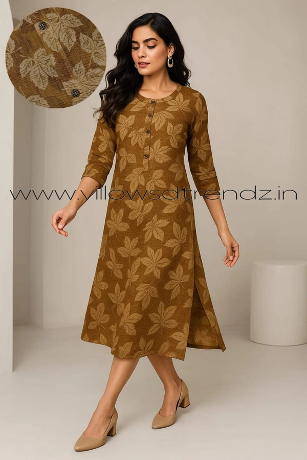 Ruthvi Ethnics Crush Tissue Kurta With Lining TK33002 - Brown, M