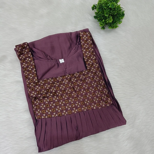 Minmini Designer Frock | 3/4th Sleeve| Vatican Shimmer | Wine | FW550010 - L, Wine