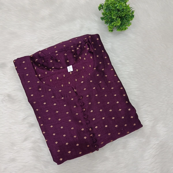 Minmini Designer Frock | Puff Sleeve| Vichithra Silk |with Lining| Plum | FW55002 - M, Plum