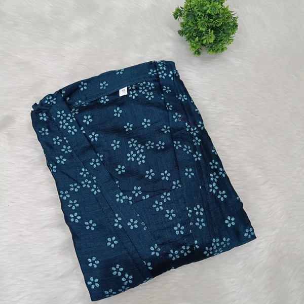 Minmini Designer Frock | Puff Sleeve| Vichithra Silk |with Lining| Peacock Blue | FW55003 - 2XL, Peacock Blue