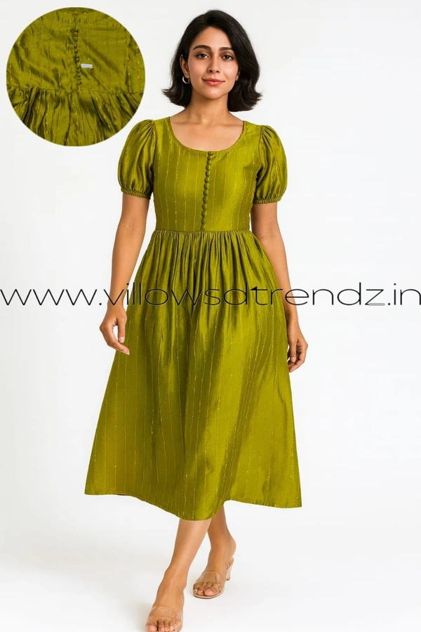 Ruthvi Ethnics Designer Kurti with Lining| Gown| 3/4th Sleeve| Green | KL415001 - XL, Green