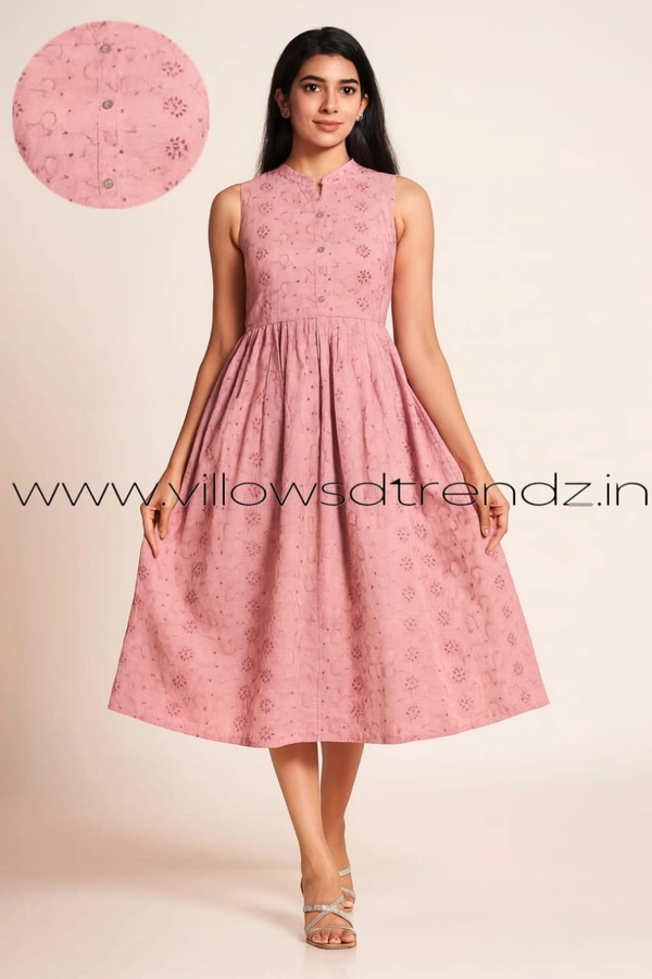 Ruthvi Ethnics Designer Kurti with Lining| Gown| 3/4th Sleeve| Pink | KL43001 - L, Pink