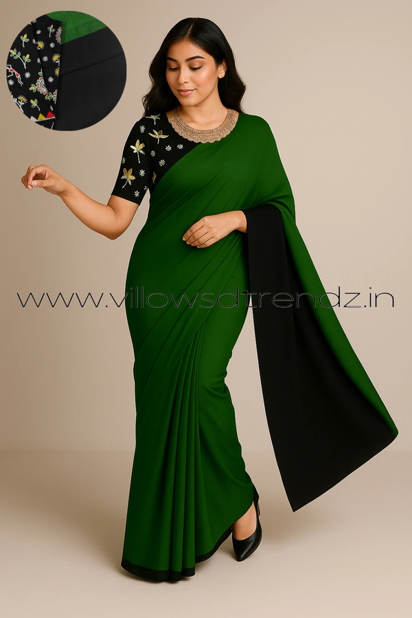 Ruthvi Ethincs Dualtone Khadi With Blouse DK320210010 - Peacock Blue, Saree With Blouse