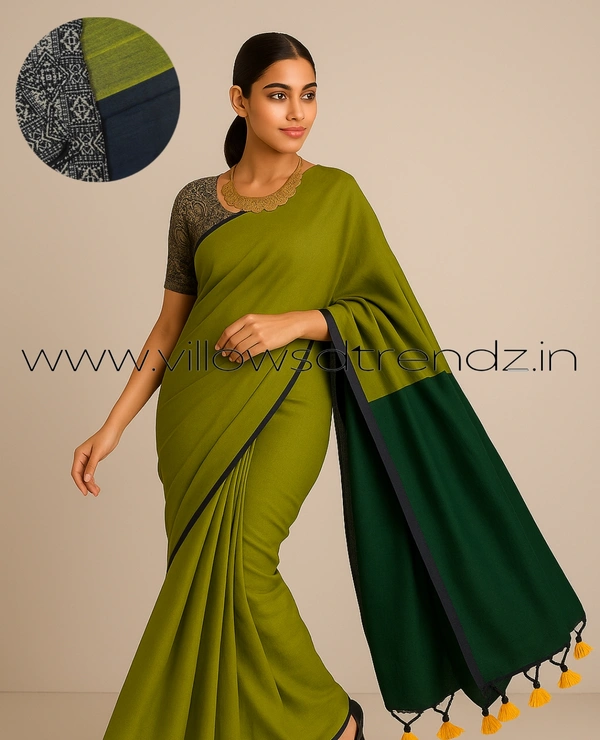 Ruthvi Ethincs Dualtone Khadi With Blouse DK32021004 - Violet, Saree With Blouse