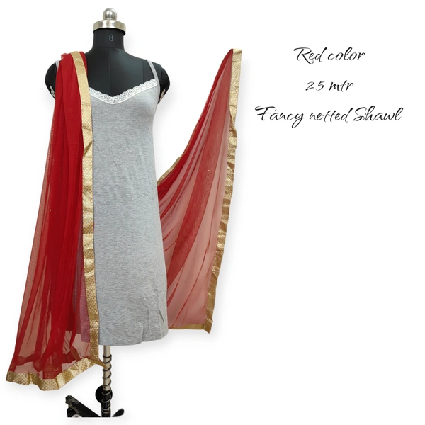 VDT Fancy Netted Shawl FS1150 - FS, Red