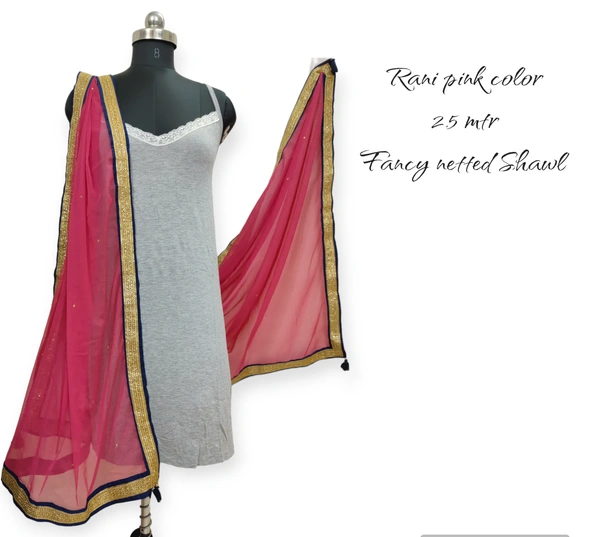 VDT Fancy Netted Shawl FS1150 - FS, Rani Pink