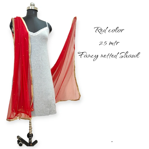 VDT Fancy Netted Shawl FS1150 - FS, Red