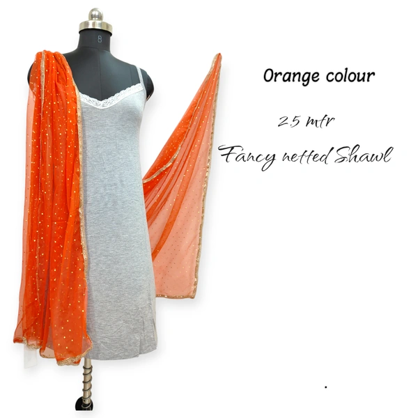 VDT Fancy Netted Shawl FS1150 - FS, Orange