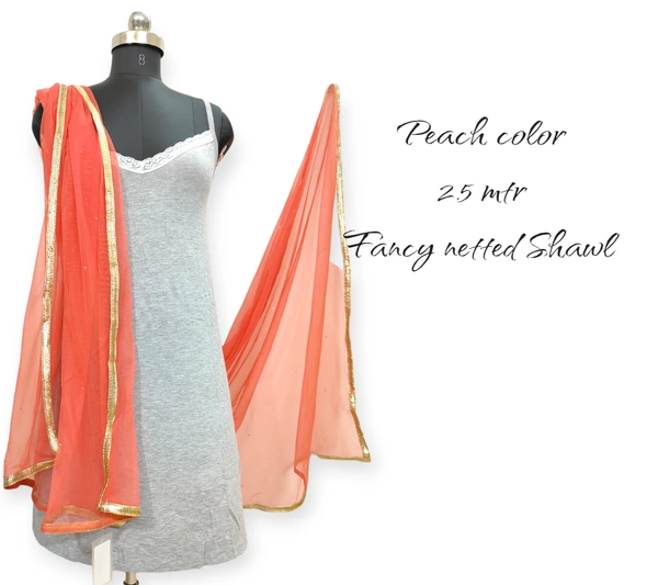 VDT Fancy Netted Shawl FS1150 - FS, Peach colour