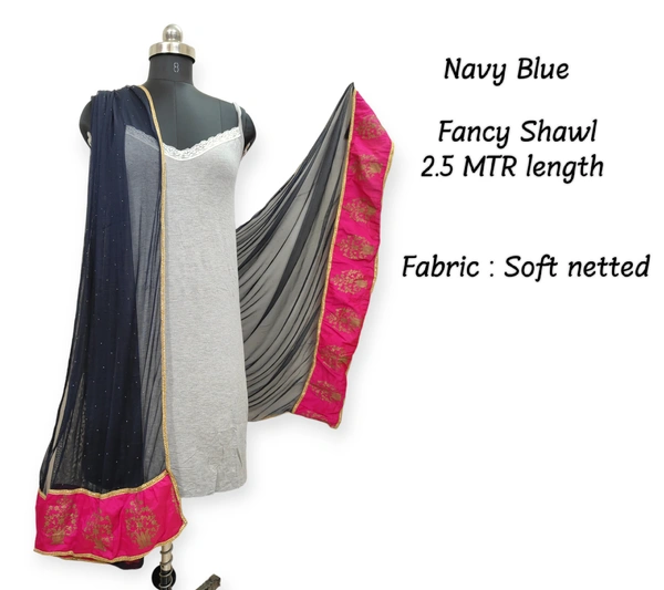 VDT Fancy Netted Shawl FS1150 - FS, Navy Blue