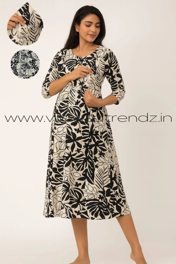 Ruthvi Ethnics Feeding Umbrella Rayon Kurti | Invisible Both Side Zip | Black | AV35001 - Black, 2XL