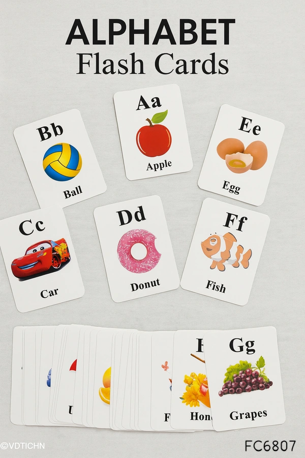 Villows Flash Card - Alphabet | Pack of 1| White | FC6807 - 3+ mon, Assorted