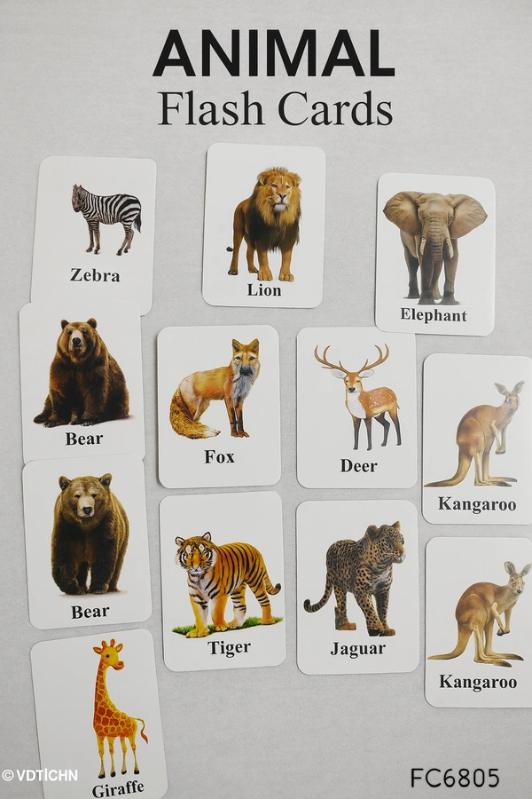 Villows Flash Card - Animals  | Pack of 1| White | FC6805 - 3+ mon, Assorted