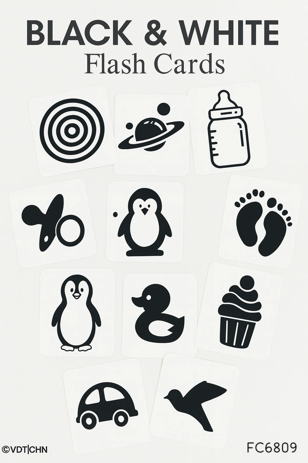 Villows Flash Card - Black & White |Pack of 1| White | FC6809 - 3+ mon, Assorted