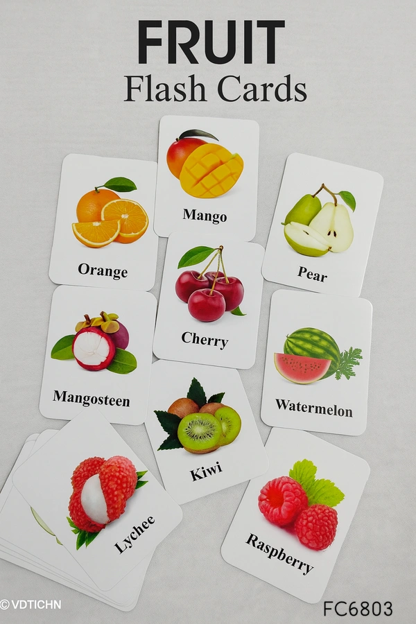 Villows Flash Card - Fruits   | Pack of 1| White | FC6803 - 3+ mon, Assorted