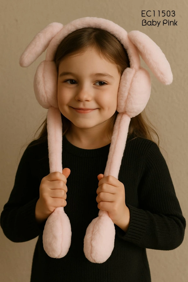 Prini's First Touch Fuzzy Earmuffs with Sound|Pack of 1| Soft and Fluffy|Baby pink |EC11503 - Free, Baby pink