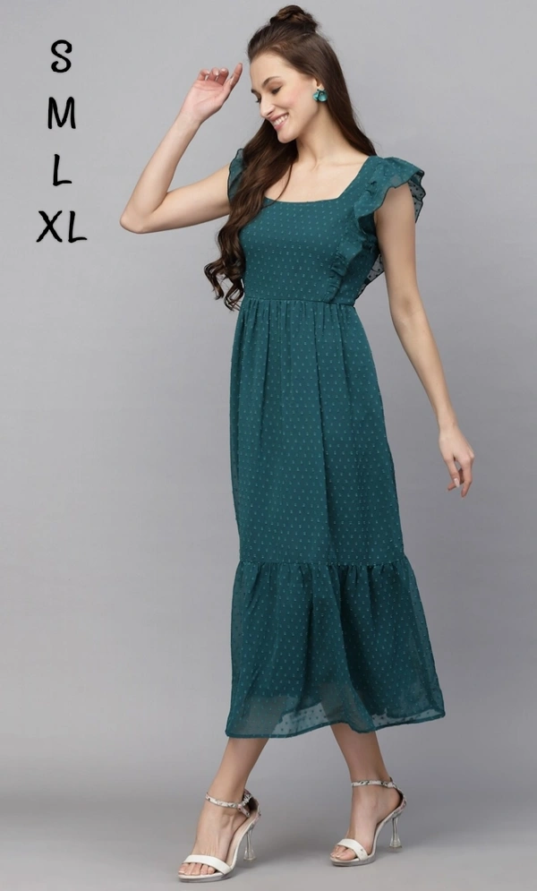 Villows Green  Georgette Frock 493 - S, Green