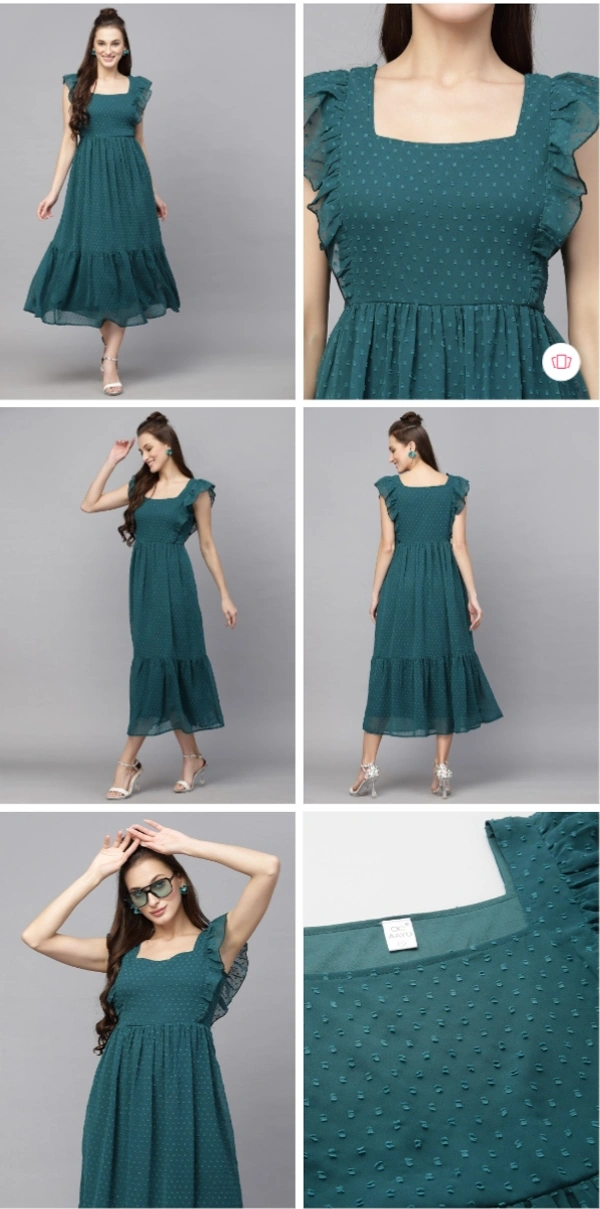 Villows Green  Georgette Frock 493 - S, Green