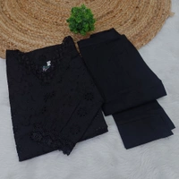 Minmini Hakooba Kurti Set| With Lining| Black | HB82005 | - XXL, Black