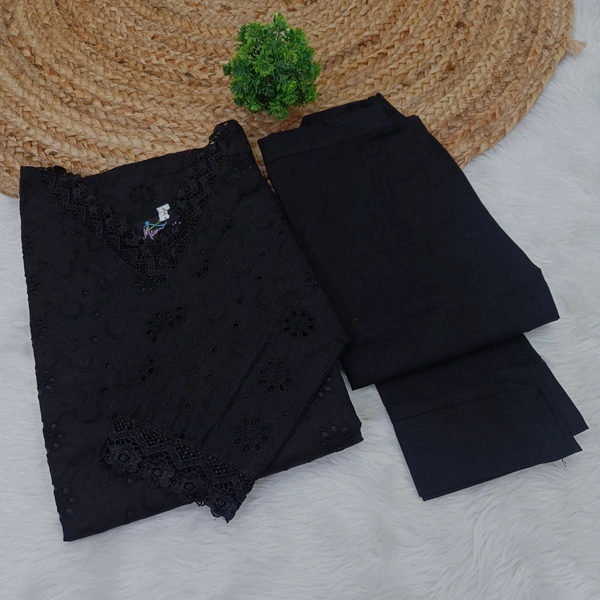 Minmini Hakooba Kurti Set| With Lining| Black | HB82005 | - XXL, Black