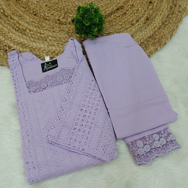 Minmini Hakooba Kurti Set| With Lining| Lavender | HB82004 | - XXL, Lavender