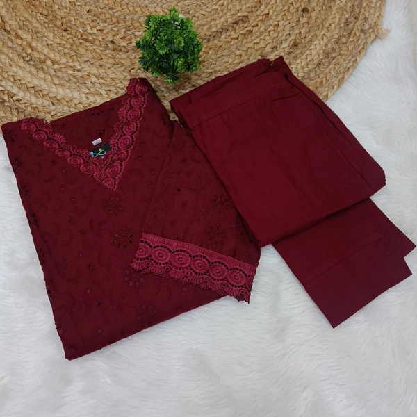 Minmini Hakooba Kurti Set| With Lining| Maroon | HB82007 | - XXL, Maroon