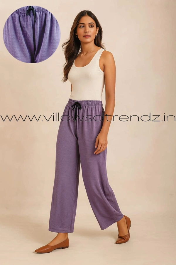 Ruthvi Ethnics Imported Georgette Golden Tag Palazzo|Plain Palazzo| Lavender | IP165025 - FS(Fits upto 2XL), Lavender