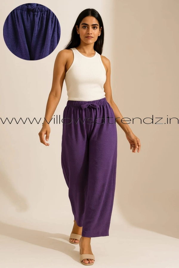 Ruthvi Ethnics Imported Georgette Golden Tag Palazzo|Plain Palazzo| Lavender | IP165044 - FS(Fits upto 2XL), Lavender