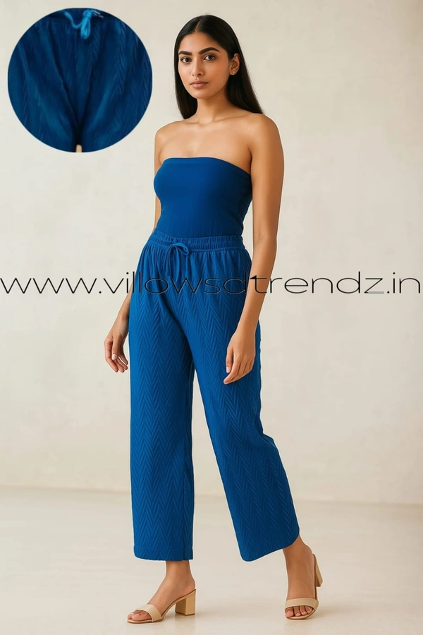 Ruthvi Ethnics Imported Georgette Golden Tag Palazzo|Plain Palazzo| Blue | IP165014 - FS(Fits upto 2XL), Blue