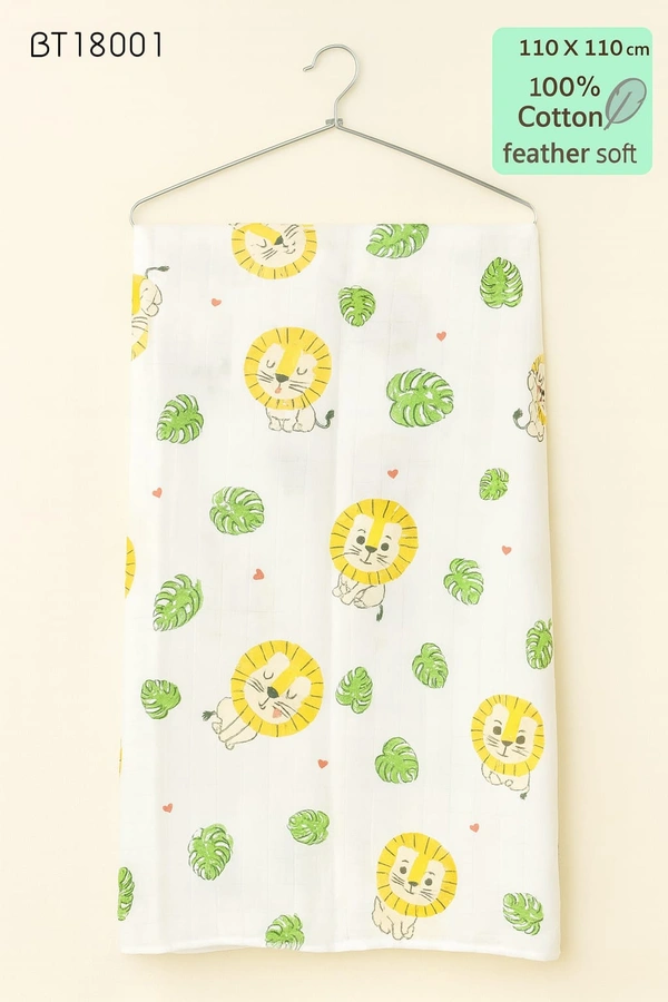 Villows Imported Muslin towel| Swadle |Brethable |Pack Contains 1 Towel| 110 x 110 cm| BT18001 - 110 x 110 cm, White