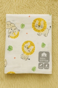 Villows Imported Muslin towel| Swadle |Brethable |Pack Contains 1 Towel| 110 x 110 cm| BT18001 - 110 x 110 cm, White