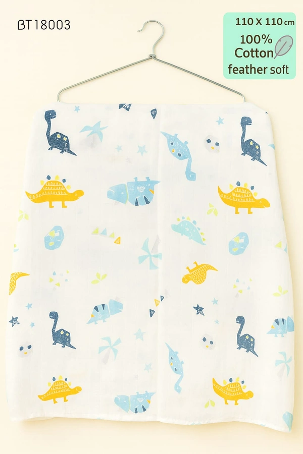 Villows Imported Muslin towel| Swadle |Brethable |Pack Contains 1 Towel| 110 x 110 cm| BT18003 - 110 x 110 cm, White