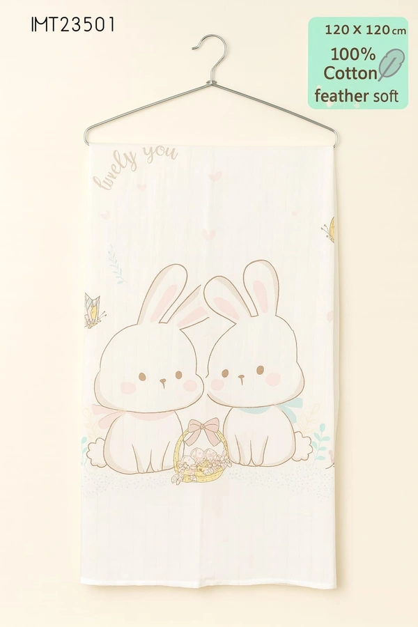 Villows Imported Muslin towel| Swadle |Brethable |Pack Contains 1 Towel| 100 x 100 cm| IMT23501 - 120 x 120 cm, White