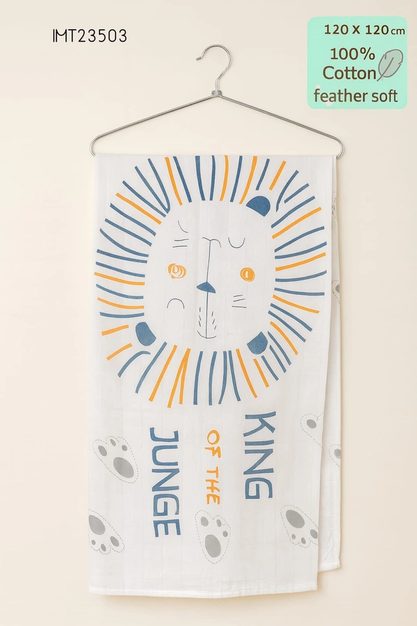 Villows Imported Muslin towel| Swadle |Brethable |Pack Contains 1 Towel| 100 x 100 cm| IMT23503 - 122 x 120 cm, White