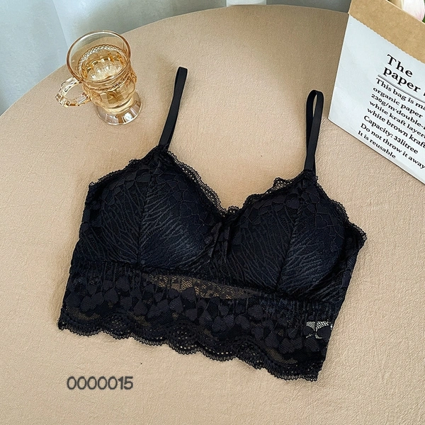 Villows Imported Women's Bra Removable Pad Netted fabric 0000011 - Black, One Size