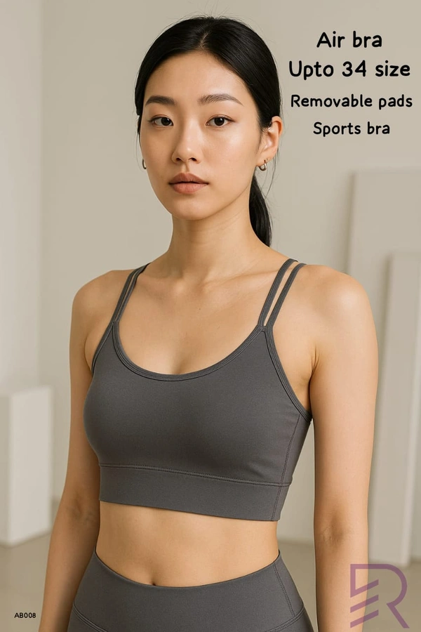 Ruthvi Ethnics Imported Women's Bra |Streachable | Air bra | Sports Bra | Removable pads | Grey |AB004 - 34, Grey