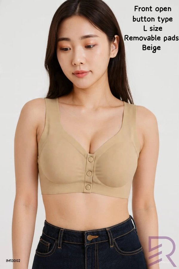 Ruthvi Ethnics Imported Women's Bra |Streachable | Frent Open Button Type | removable pads | Beige | IM13002 - L, Beige