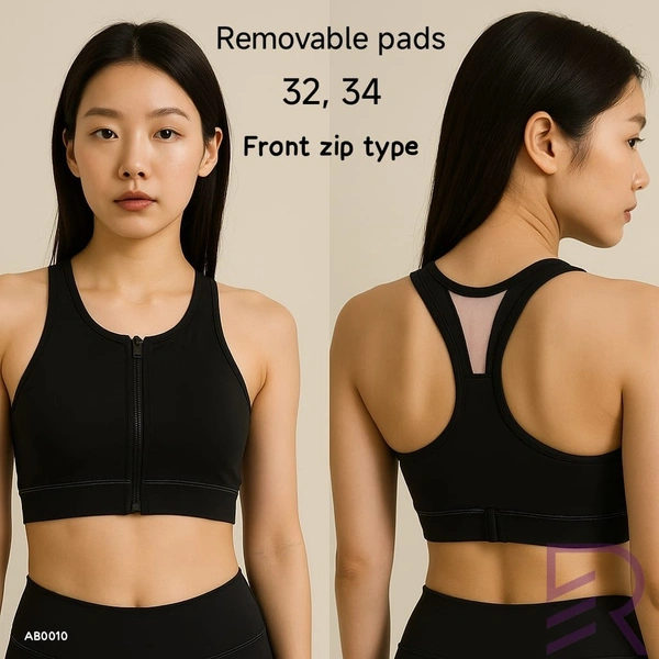 Ruthvi Ethnics Imported Women's Bra |Streachable | Frent Zip | Removable pads | Black |AB0010 - 32, Black