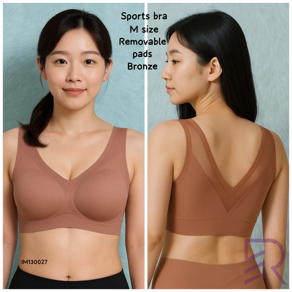 Ruthvi Ethnics Imported Women's Bra |Streachable | Sport Bra | removable pads | Bronze | IM130027 - M, Bronze