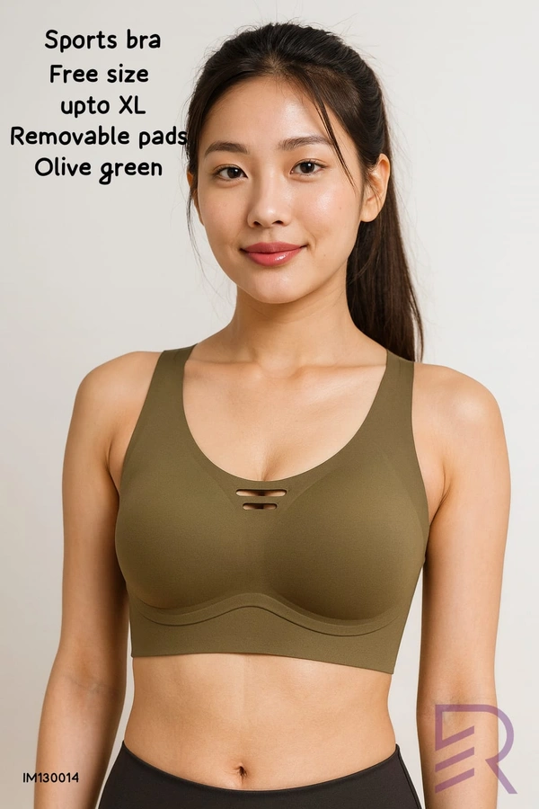 Ruthvi Ethnics Imported Women's Bra |Streachable | Sports bra | removable pads | Olive green| IM130014 - Upto XL, Olive Green