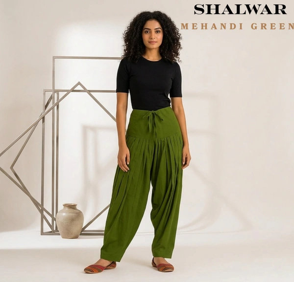 Ruthvi Ethnics Jaipur Cotton Patiyala |Shalwar |Free Size | Mehandi Green | JP145001| - One Size, Mehandi Green