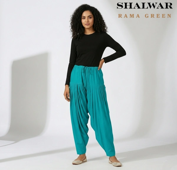 Ruthvi Ethnics Jaipur Cotton Patiyala |Shalwar |Free Size | Rama Green | JP145015| - One Size, Rama Green