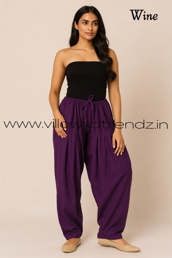 Ruthvi Ethnics Jaipur Cotton Patiyala| Shalwar |Free Size|100% Cotton |Wine | JP145031 - One Size, Wine