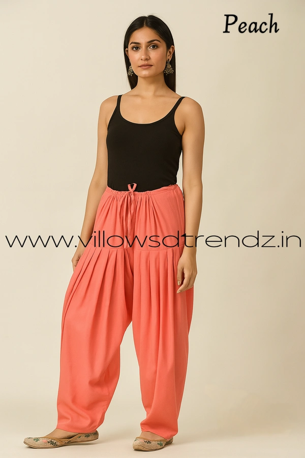 Ruthvi Ethnics Jaipur Cotton Patiyala| Shalwar |Free Size|100% Cotton |Peach | JP145012 - One Size, Peach