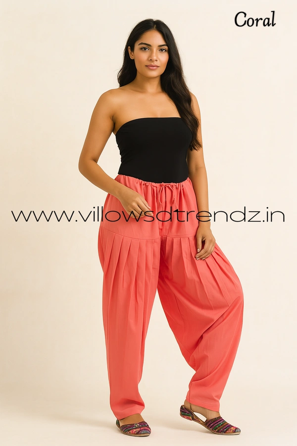 Ruthvi Ethnics Jaipur Cotton Patiyala| Shalwar |Free Size|100% Cotton |Coral | JP145027 - One Size, Coral