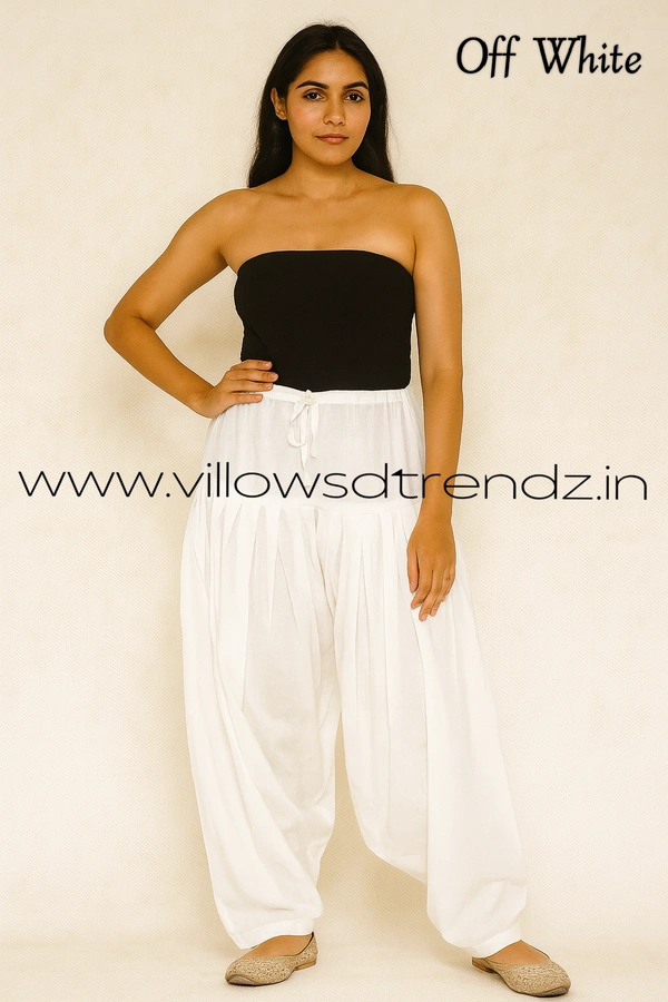 Ruthvi Ethnics Jaipur Cotton Patiyala| Shalwar |Free Size|100% Cotton | Off White | JP145021 - One Size, Off White