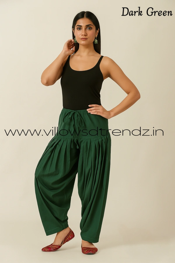 Ruthvi Ethnics Jaipur Cotton Patiyala| Shalwar |Free Size|100% Cotton |Dark Green| JP145013 - One Size, Dark Green