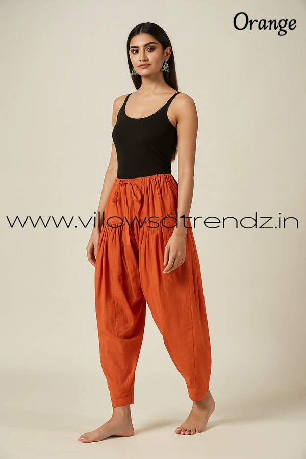 Ruthvi Ethnics Jaipur Cotton Patiyala| Shalwar |Free Size|100% Cotton | Orange | JP145018 - One Size, Orange