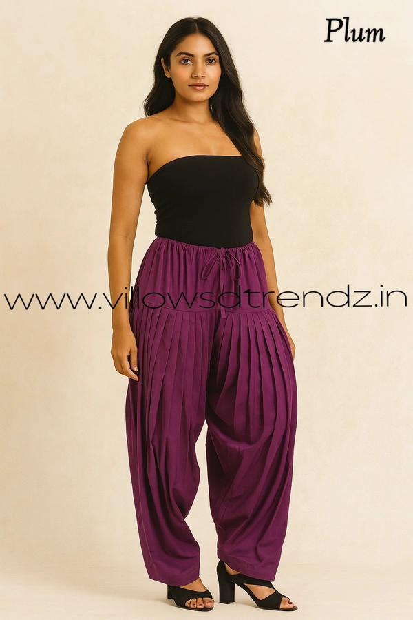 Ruthvi Ethnics Jaipur Cotton Patiyala| Shalwar |Free Size|100% Cotton | Plum | JP145024 - One Size, Plum