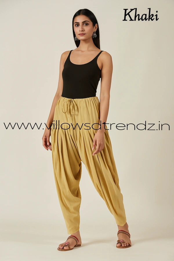 Ruthvi Ethnics Jaipur Cotton Patiyala| Shalwar |Free Size|100% Cotton | Khaki | JP145017 - One Size, Khaki